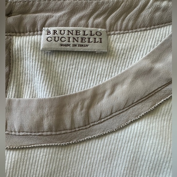 Brunello Cucinelli White Short Sleeve Tee with Silver detail size S - Picture 11 of 16
